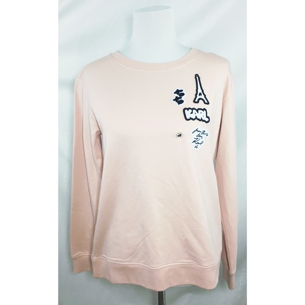 NWT S Karl Lagerfeld sweatshirt love Paris blush - Picture 2 of 5
